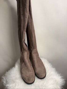 Unisa Over-the-Knee Suede Boots in Taupe